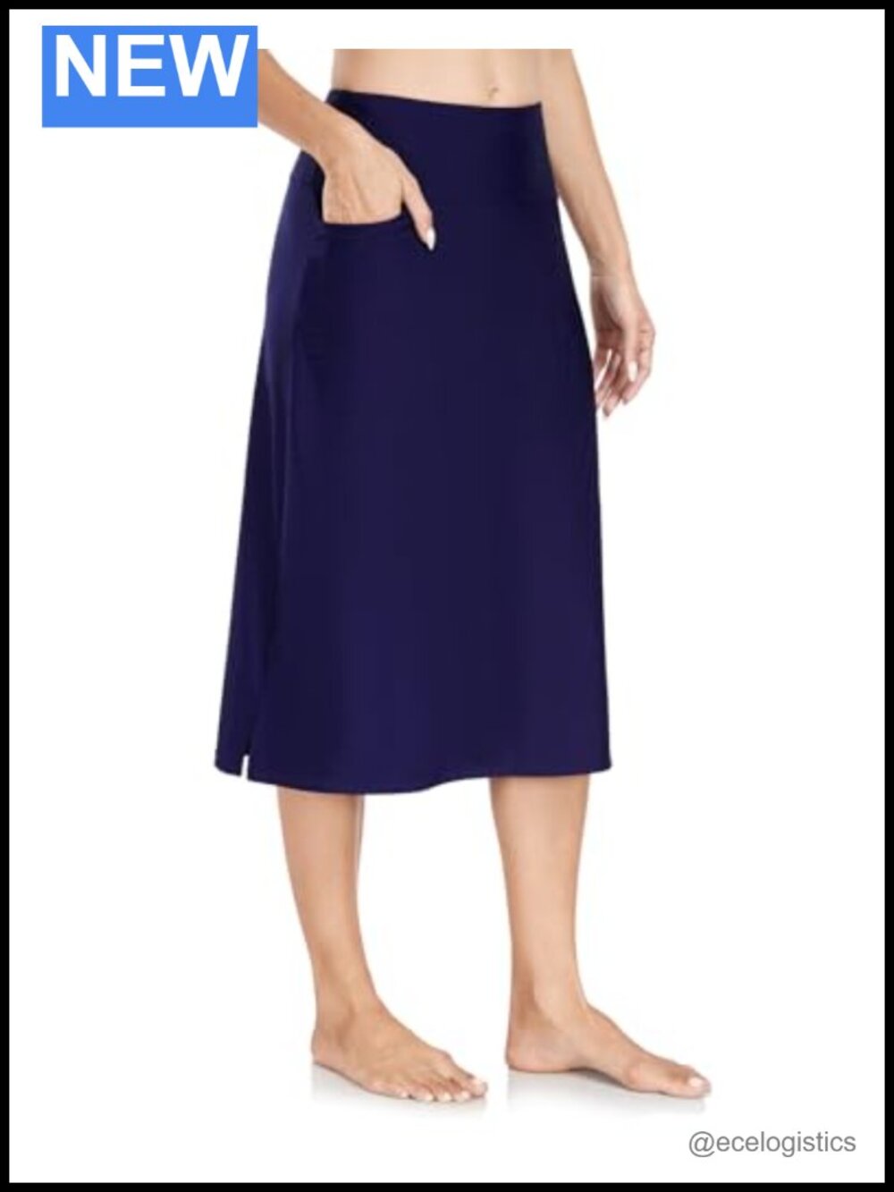 Women's Midi Swim Skirt with Leggings UPF50+ High Waist Skort Pockets